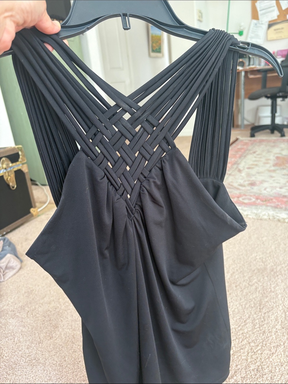 Cache Black Woven-Strap Tank Top